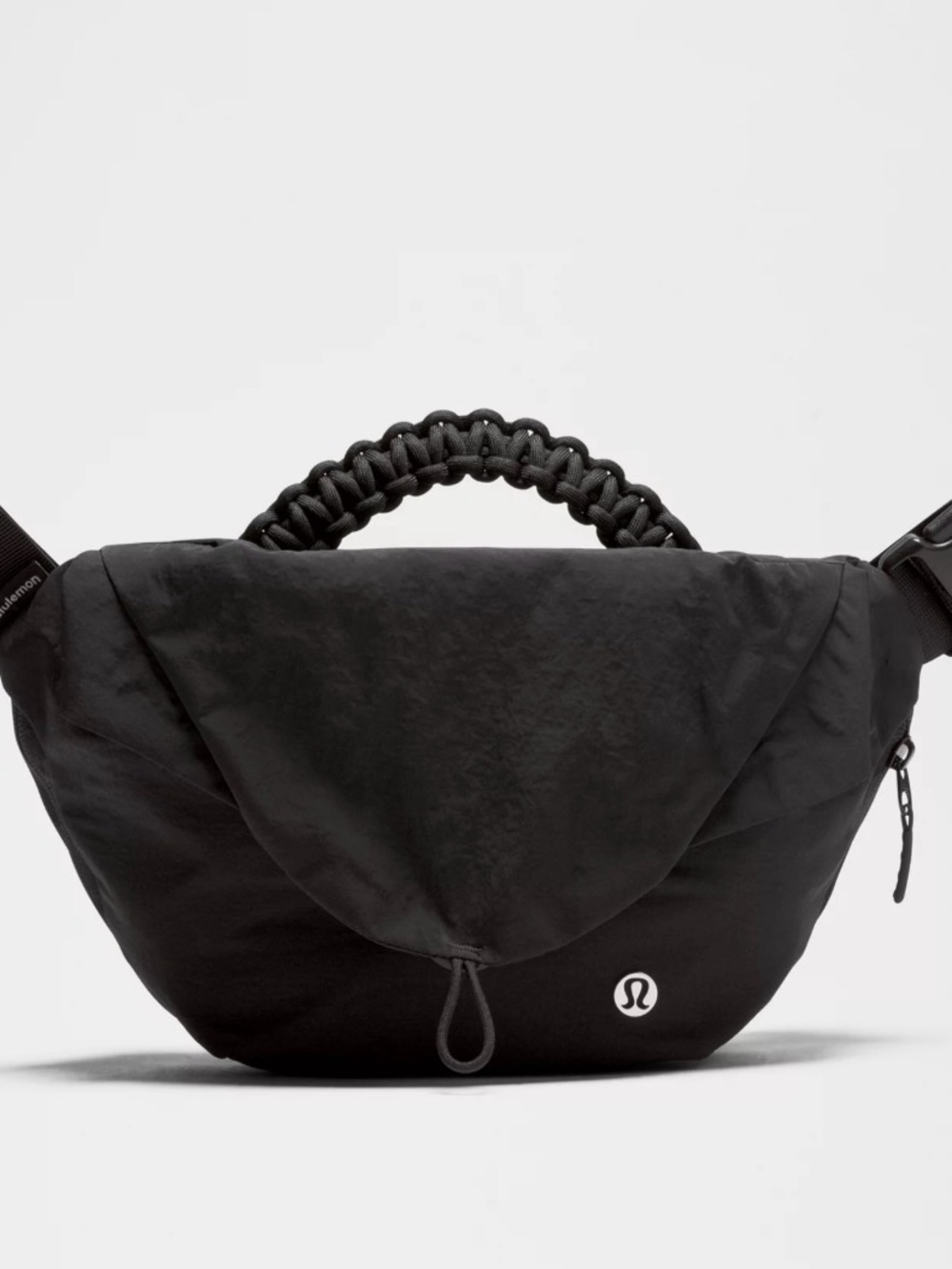 Lemon Black Crossbody Bag with Curved Top Handle